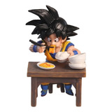 Miniatura Son Goku Vegeta Dragon Ball Comendo Comida 8,5 cm